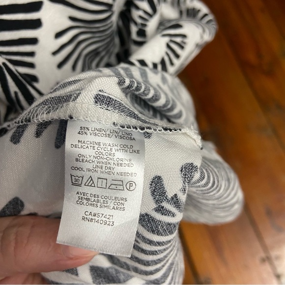 LOFT Firework Tiered Square Neck Midi Dress Size XS Black White Linen Sundress - Picture 10 of 12